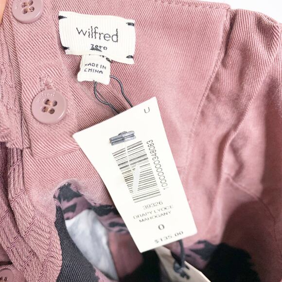 WILFRED Aritzia Drapy Lyoce Dress Pleated Bodycon Printed Black Pink Size 0 NWT - Picture 10 of 14